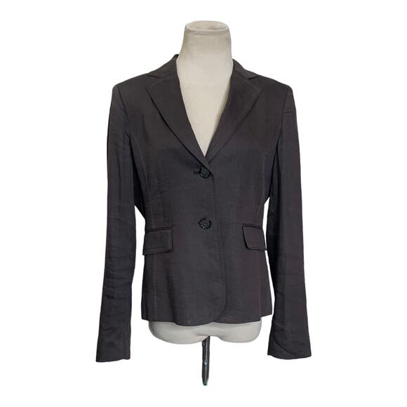 Alfani brown 2 buttoned stitched lapel detail casual blazer size 8P - Picture 1 of 8